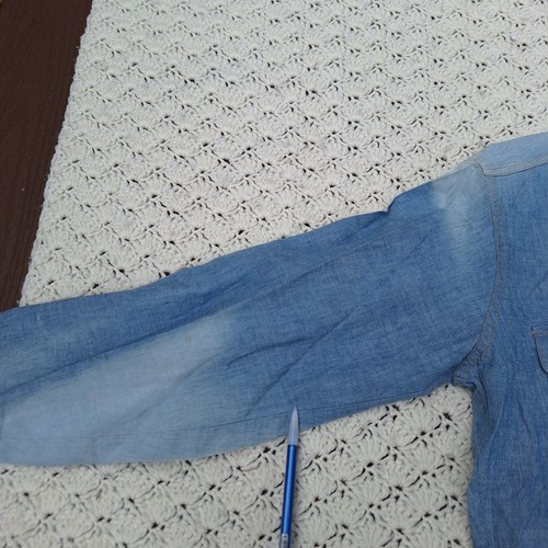 Vintage Levis Orange Tab Chambray Langarm geknöpftes Arbeitshemd blau - Large - Bild 8 von 13