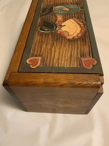 Vintage Wooden Hand Painted Folk Art Box/Slide Lid - Picture 3 of 7