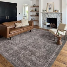 Area Rugs 5x7 for Living Room Bedroom, Grey 5' x 7' (Rectangular) Taupe/Grey