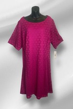 Eliza J Womens Dress Sz 24W Dress Fuchsia Short Sleeve Pullover New -Tag