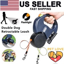 Retractable Reflective Dual Pet Leash Lead 360Swivel Double Dog Walking Leash A