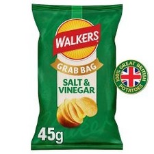 Walkers Salt & Vinegar Grab Bag Crisps 45g - Choose Pack Size