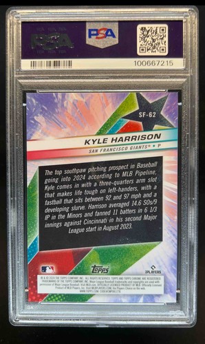 2024 Topps Cosmic Chrome Kyle Harrison Starfractor RC Black Refractor #/10 PSA 8 - Picture 2 of 2
