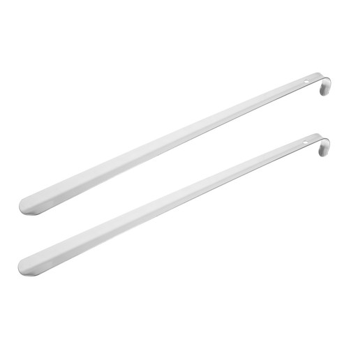 28in Shoe Horn 2Pcs Metal Curved Handle Shoe Helper Silver Tone - Picture 1 of 6