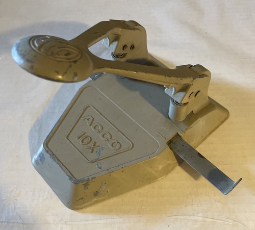 Vintage ACCO 10X 2 Hole Paper Punch Gray Mid Century Heavy Metal Canada EUC