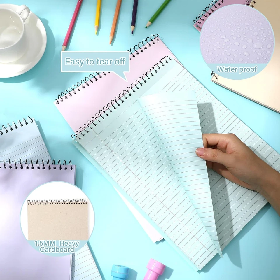 6 piezas cuadernos espirales encuadernados en la parte superior pastel de 8,5" X 11" estética legal reglamentada en la universidad Foto 3 de 4