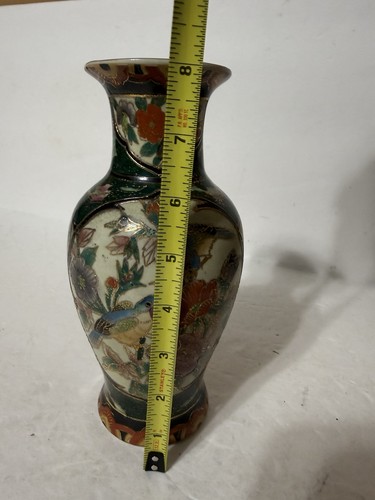 Asian Porcelain Vase Bluebirds And Flowers Gilt Trim Vintage - Picture 10 of 10