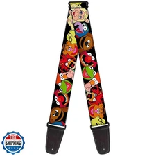 Disney Guitar Strap, Muppets Faces Black, 2 Inches Wide