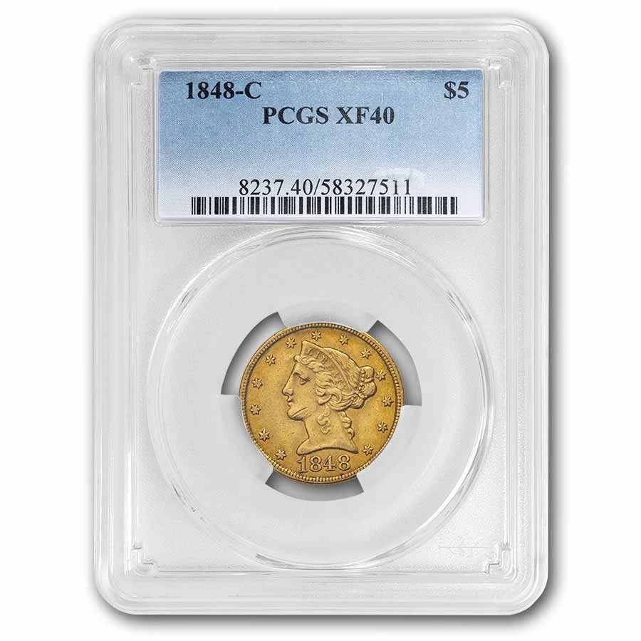 1848-C $5 Liberty Gold Half Eagle XF-40 PCGS