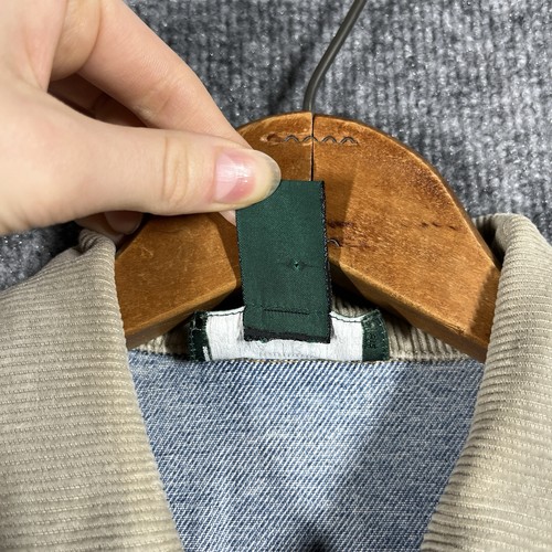 VINTAGE 90s Lauren Ralph Lauren Denim Chore Jacket Womens M Work Corduroy Collar - Picture 7 of 19
