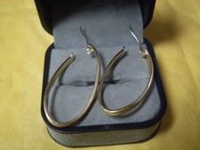 Pair 14K Yellow Gold Ladies Twisted Oval Hoop Earrings 1.3 grams