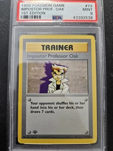 Pokemon PSA 9 1st Edition Shadowless Base Set Impostor Professor Oak 73/102 MINT