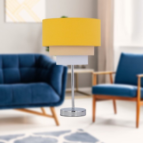 Modern Ochre Yellow Ombre Linen 20cm Tiered Table Lamp Shade Lightshade - Picture 4 of 5