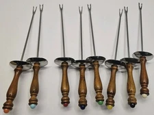 Vintage Set of 8 Stainless Steel Fondue Forks Rubel / Styson Inc MCM 1969 