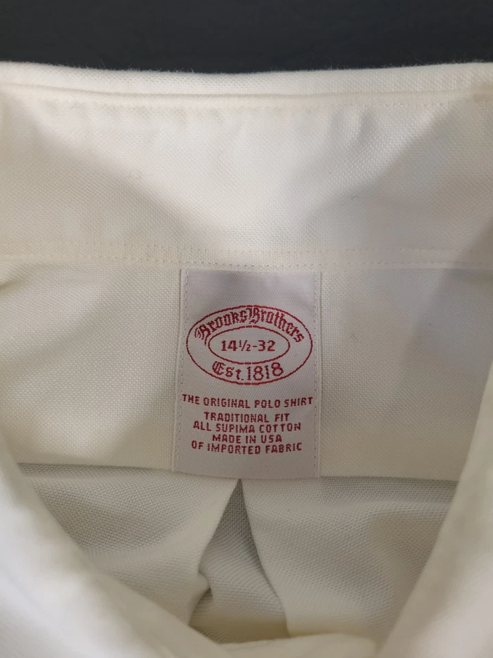 Tela Oxford abotonada blanca vintage hecha en EE. UU. Brooks Brothers 14,5 x 32 Foto 3 de 4