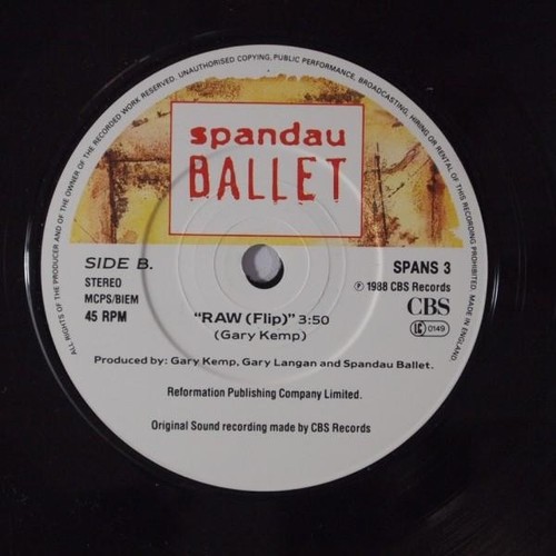Spandau Ballet Raw 7" vinyl UK Cbs 1988 7" in pic sleeve SPANS3 - Picture 4 of 4