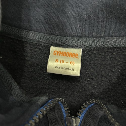Gymboree Boys Size Small (5-6) Long Sleeve 1/4 zip sweatshirt orange Navy stripe - Picture 5 of 7