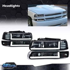 LED DRL Headlight + Bumper Signal Lamp Fits 99-02 Chevy Silverado 1500 2500 3500