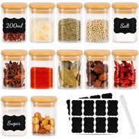 GewüRzgläSer Set Glas Eckig Luftdicht Holzdeckel Aufbewahrung 12Er 200 Ml