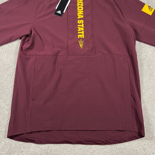 Adidas Mens M Burgundy Arizona State Sun Devils Athletic Hoodie 1/4 Zip NWT - Picture 4 of 12