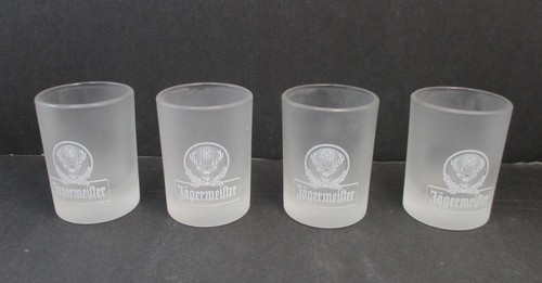 Set of (4) Jagermeister Frosted Shot Glasses - Deer Head Logo - 2" Tall - Picture 1 of 4