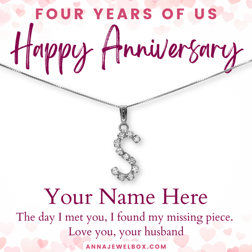 Personalised Wedding Anniversary Gift For Wife Silver Letter Name Necklace UK - Picture 3 of 38