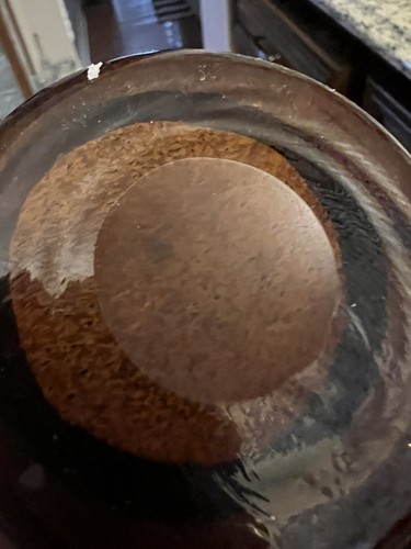 ART GLASS VASE Amber Brown Mid-Century Style Wood Grain Look Swirl MCM 6” 1.5lb - Picture 9 of 9