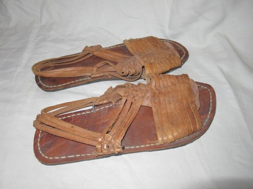 Vintage Thick Brown Hand Crafted Rustic Gladiator Woven Fisherman Sandals Mens 9 - Picture 3 of 6