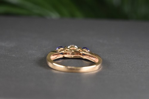 Natural Tanzanite and Diamond gold ring, Anniversary gift for wife - Picture 4 of 5