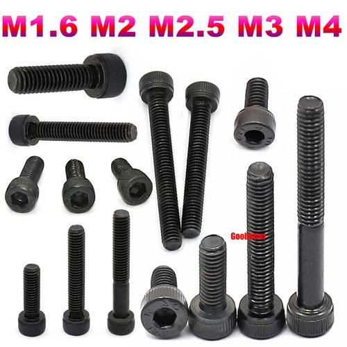 M1.6 M2 M2.5 M3 M4 M5 M6 Black High Tensile Hex Socket Cap Screws Allen Key Bolt - Picture 1 of 31