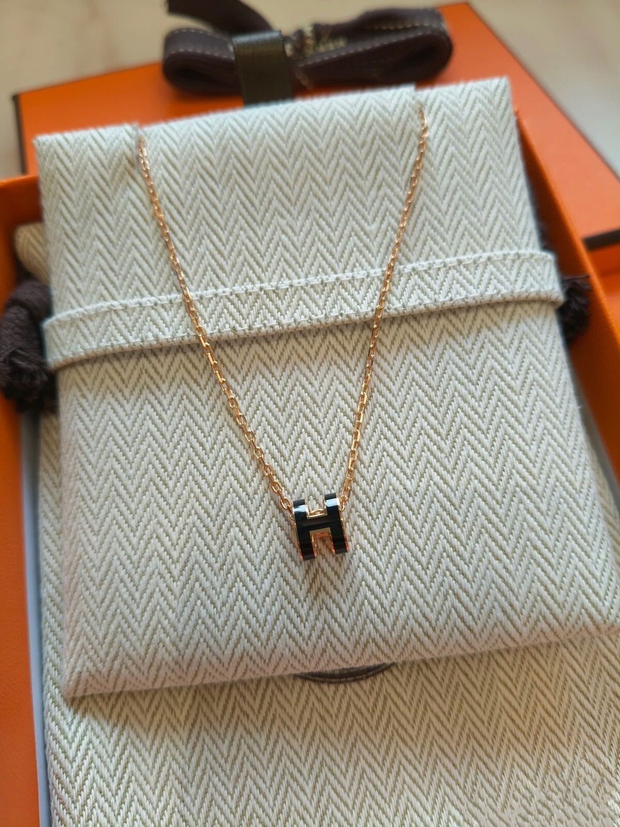 Hermes Pop H Pendant Chain Necklace Metal and Enamel Mini Hermes Pop H Pendant Chain Necklace Metal and Enamel Mini