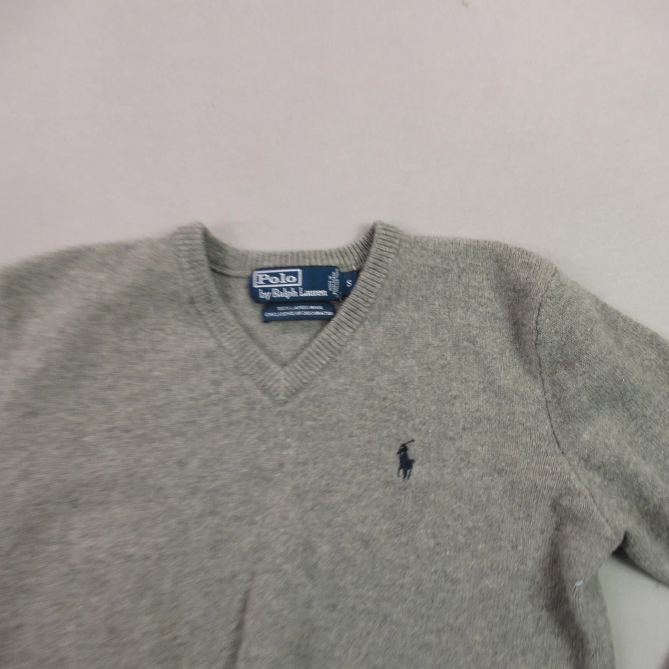 Polo Ralph Lauren Sweater Girls Small Long Sleeve Pullover Wool Gray - Image 2 of 4