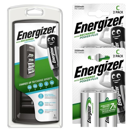 Energizer Universal Charger + 4 x C 2500 mAh Batteries - Picture 6 of 10