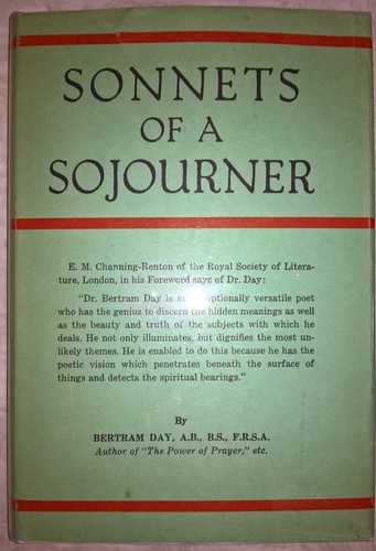 1955 "Sonnets of a Sojourner" Bertram Day SIGNED First Edition in DJ - Picture 2 of 7