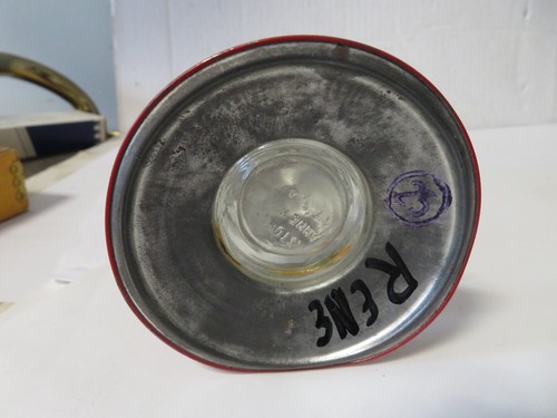 Red Lantern Candy Container 4-1/2 inch Tall Original VINTAGE Metal Glass 40's - Picture 6 of 8