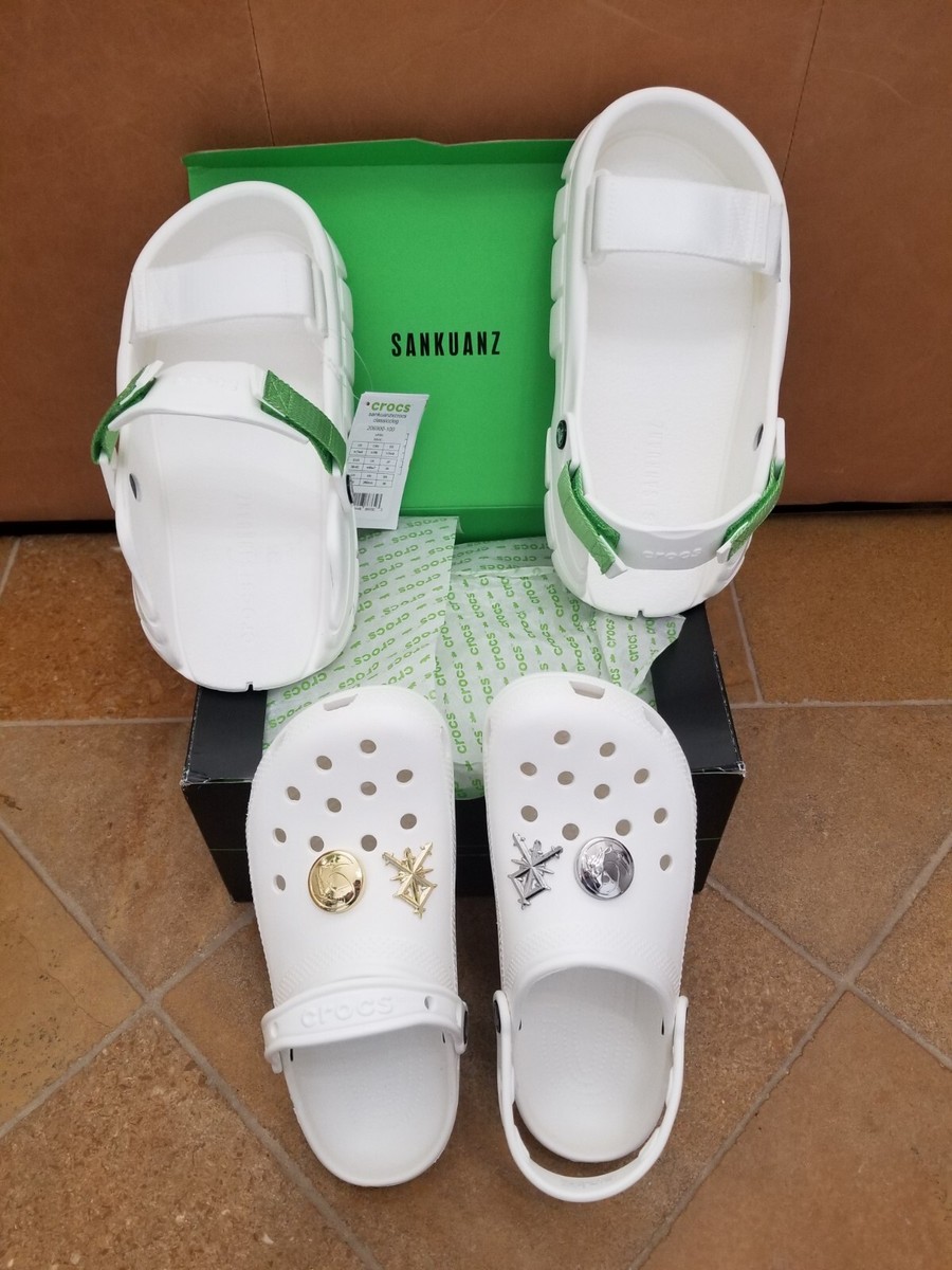 Crocs Classic Clog x Sankuanz White Lime Green Black US Size Crocs Classic Clog x Sankuanz White Lime Green Black US Size