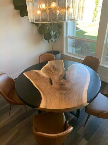 Custom Black Epoxy Resin Live Edge Wooden Coffee, Side, Center ,End Table Top - Picture 2 of 11