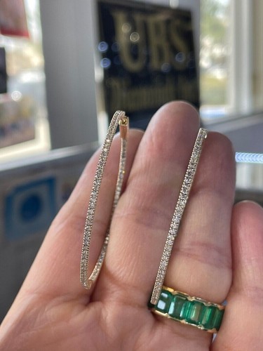 Rundschliff simulierter Diamant hübsche große Creolen in 14k Gelbgold vergoldet - Bild 2 von 9