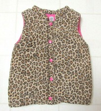 Carter's Leopard Print Snap Vest Girls 6X Fleece Lined Corduroy Brown  Tan