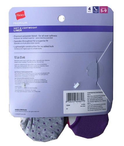 Paquete de 4 zapatos de forro invisible Hanes® PREMIUM para mujer talla 5-9 "suaves y ligeros" - Imagen 3 de 7