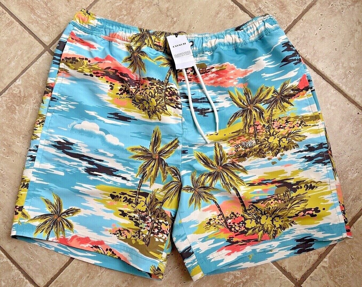 【値下げ】YR HAWAIIAN PRINT TRUNKS新品 COACH SWIM TRUNKS HAWAIIAN PRINT :NWT HAWAIIAN BLUE L CK396 | eBay