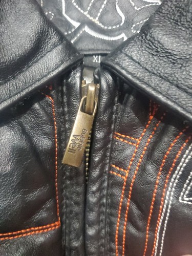 AMAZING BUBBLE WELL NEW YORK GEOMETRIC STITCHED LEATHER JACKET MEN'S SZ XL RAP!! - Picture 8 of 12