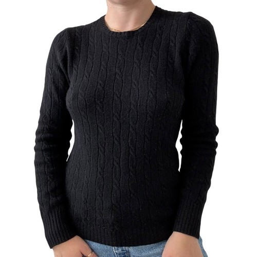 Vintage J crew Womens Black Ribbed Cashmere Angora Blend Cable Knit Sweater Sz M - Picture 3 of 6