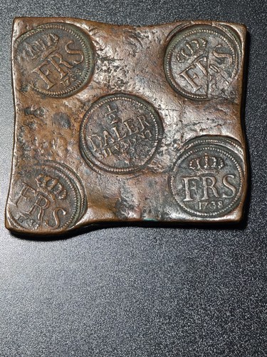 1738 Swedish 1/2 Daler FRS Bronze Plate Money - Bild 2 von 10