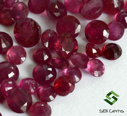 8.25 Cts Natural Ruby Round Cut 4 mm Lot 21 Pcs Reddish Shade Loose Gemstones GF - Picture 5 of 6