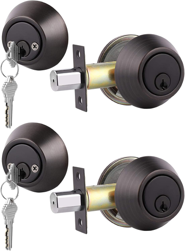 2 Keyed Alike Double Cylinder Deadbolts Door Locks with Same Key Oil Rubbed Bron - Picture 9 of 12