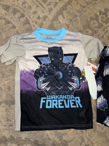 NWT Marvel Black Panther Boys X Small 4 5 Pajamas Short Set Sleep Avengers XS - Picture 4 of 10
