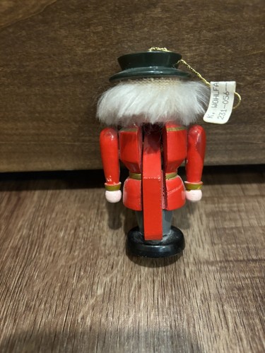 Nutcracker Ornament Small 2.5" Wood Christmas Tree Holidays Red Black Pink Nose - Imagen 2 de 4