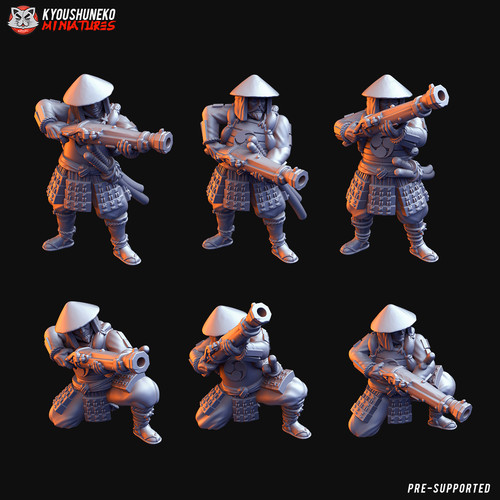 Figura en miniatura japonesa Ozutsu Ashigaru, Kyoushuneko, unidad del ejército enano - Imagen 3 de 4