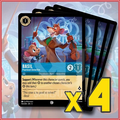 basil lorcana card Disney Lorcana: 2024 Basil Practiced Detective 153/204 x4 | Common